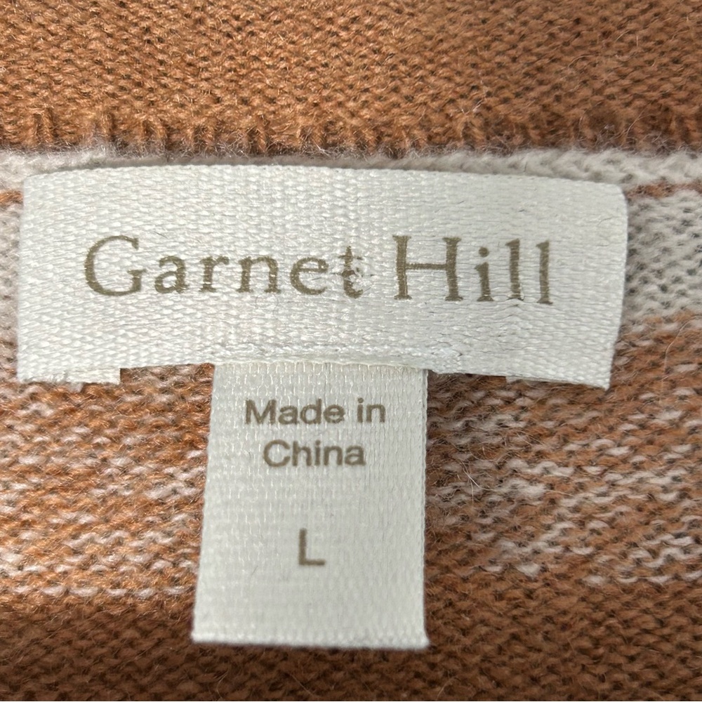 Garnet Hill Easy Cashmere Pocket Sweater Womens Large Striped Cozy Luxury Boxy - Picture 3 of 12